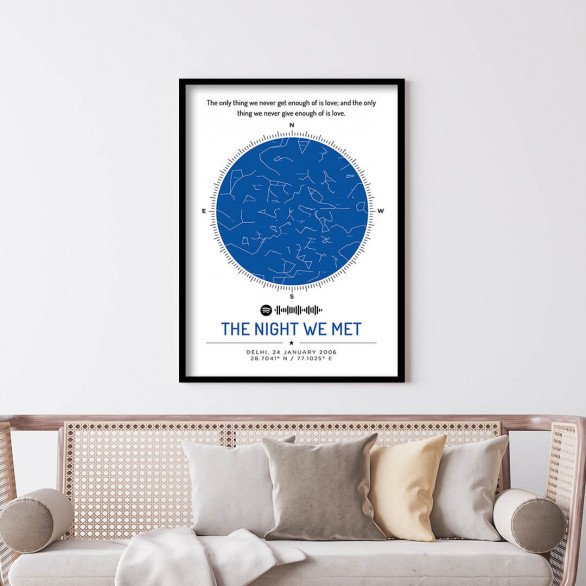 The Blue Nile Starmap with custom message and spotify music