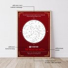 Crimson Sky Starmap with custom message and spotify music