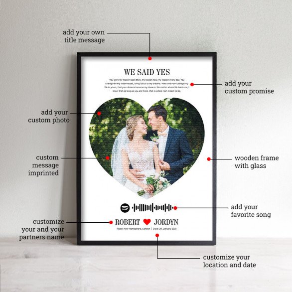 Magical Heart text art frames customized with spotify music