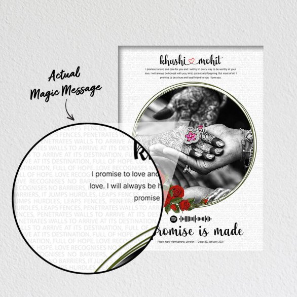 Rose Garland text art frames customized with spotify music