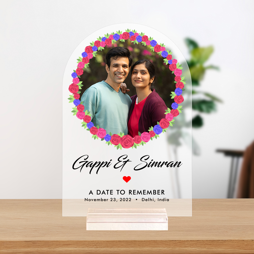 unique gift with personalized message and photo printed on acrylic spotify frame